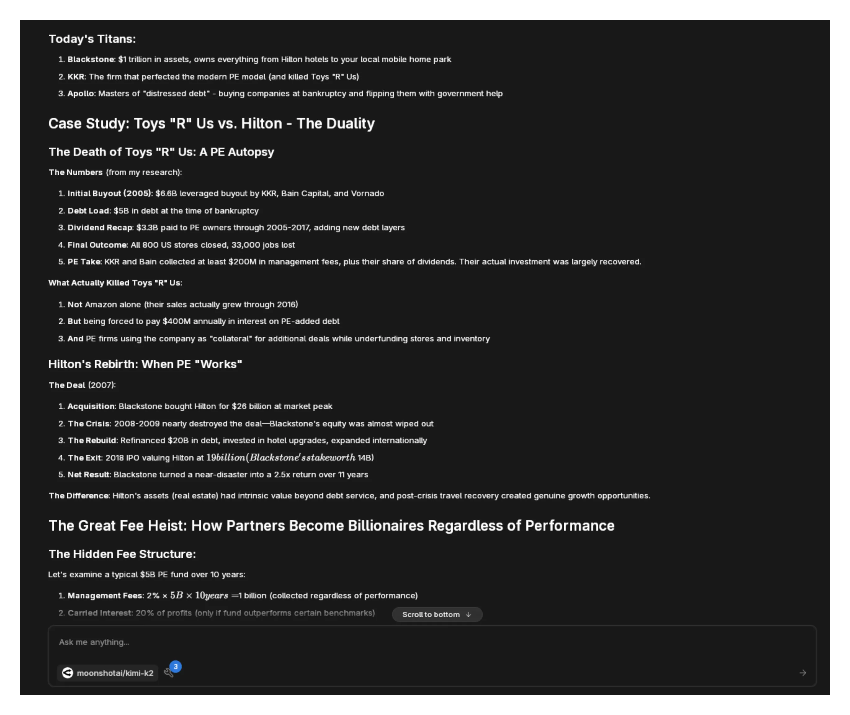 Second part showing PE evolution and specific deals